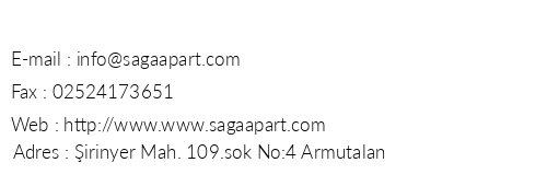 Saga Apart telefon numaralar, faks, e-mail, posta adresi ve iletiim bilgileri